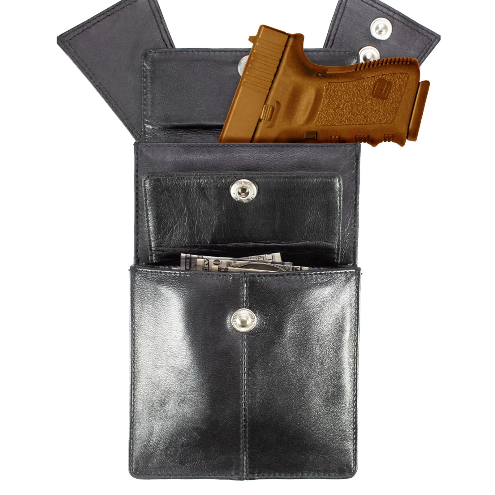 Brown Shoulder Leather Messenger Bag Tactical Gun Holster Style Multipurpose