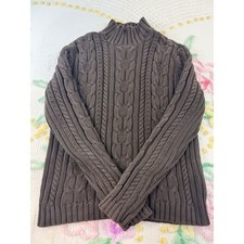 Chaps Mens XL Brown Cable Knit Mock Neck 100 Cotton Sweater 884094066759