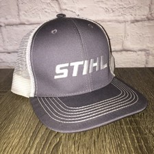 Stihl Outfitters Trucker Hat Cap Gray White Mesh Embroidered Logo Adjustable