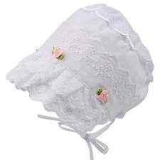 Baby Girls 100 Cotton Bonnet Infant Soft Double Layer Sun 3-6 Months White