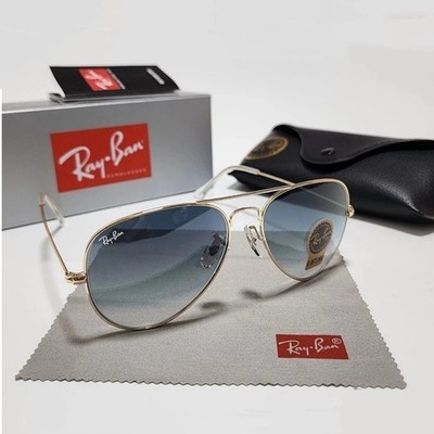 Gold Blau Verlaufsgläser RayBan Aviator RB3025 Pilot Sonnenbrille UV-Schutz