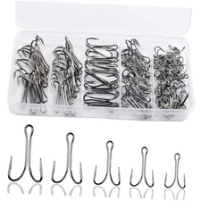 Fishing Double Hooks with Tackle Box,145pcs Classic Double Frog Hooks Open 