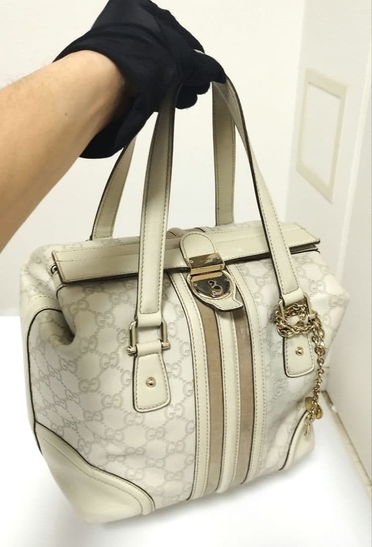 GUCCI Shima Gucci Sima Sherry Line Borsa da Dottore Borsa a Mano Avorio...