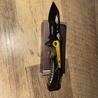 WarTech Black/Gold Aluminum Handle Drop Point Plain Blade Manual Pocketknife — photo 1