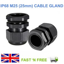 BLACK 25MM M25 IP68 NYLON DOME CABLE STUFFING GLANDS LOCKNUTS IP JUNCTION BOX