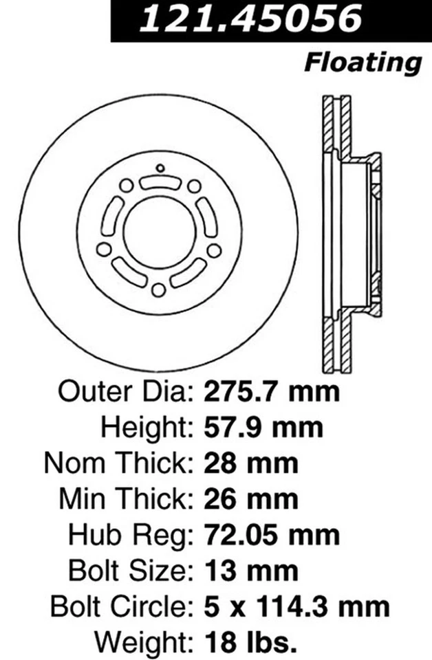 Centric Parts 121.45056 C-Tek Standard Brake Rotor For 96-98 Mazda MPV - Image 3 of 4