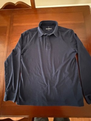 Artefact Polo Shirt Mens M Slim Fit Long Sleeve Navy