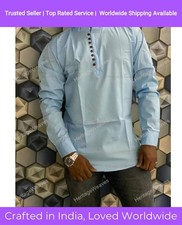 Indian Mens Kurta Nice Wedding Wear Shirt Loos Fit Color White Size