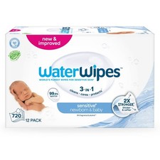 WaterWipes Sensitive Newborn  Baby Wipes, 3-In-1 Cleans, Cares, Protects