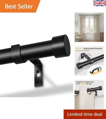Vielseitige mattschwarze ausziehbare Gardinenstange 80 bis 218 cm mit Halterungen inklusive