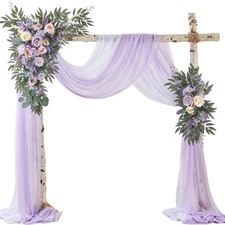 Wedding Arch Flowers with Drapes Kit (Pack of 4) - 2pcs Artificial Lilac Delu...