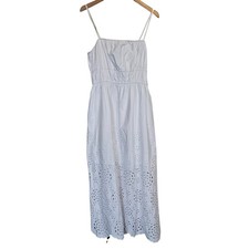 Madewell Embroidered Tank Midi Dress in Poplin White Women's 14 Summer Casual