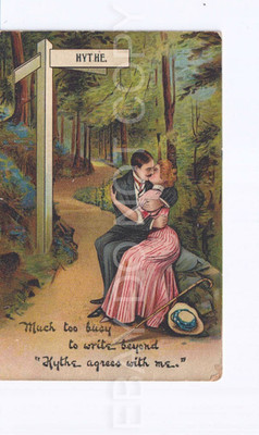 c. Postkarte. Hythe. Viel zu beschäftigt zum Schreiben.  Hythe stimmt mir zu. Grüße
