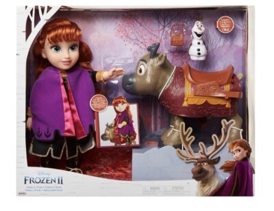 Frozen 2 - Disney Prinzessin Anna Puppe mit Olaf und Rentier Sven Figuren aus...