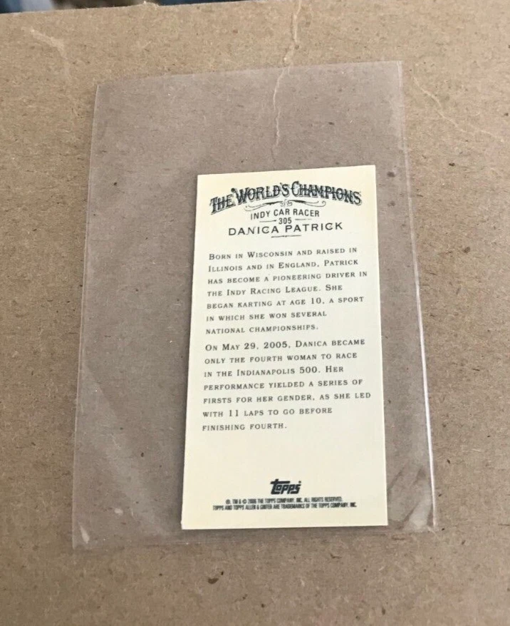 2006 Topps Allen Ginter #305 DANICA PATRICK Mini ROOKIE CARD - Image 2 of 2
