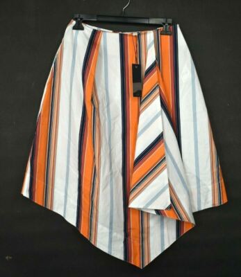 Habitual Womens Orange Inverted Pleat Striped Hem Skylar Handkerchief Skirt 2