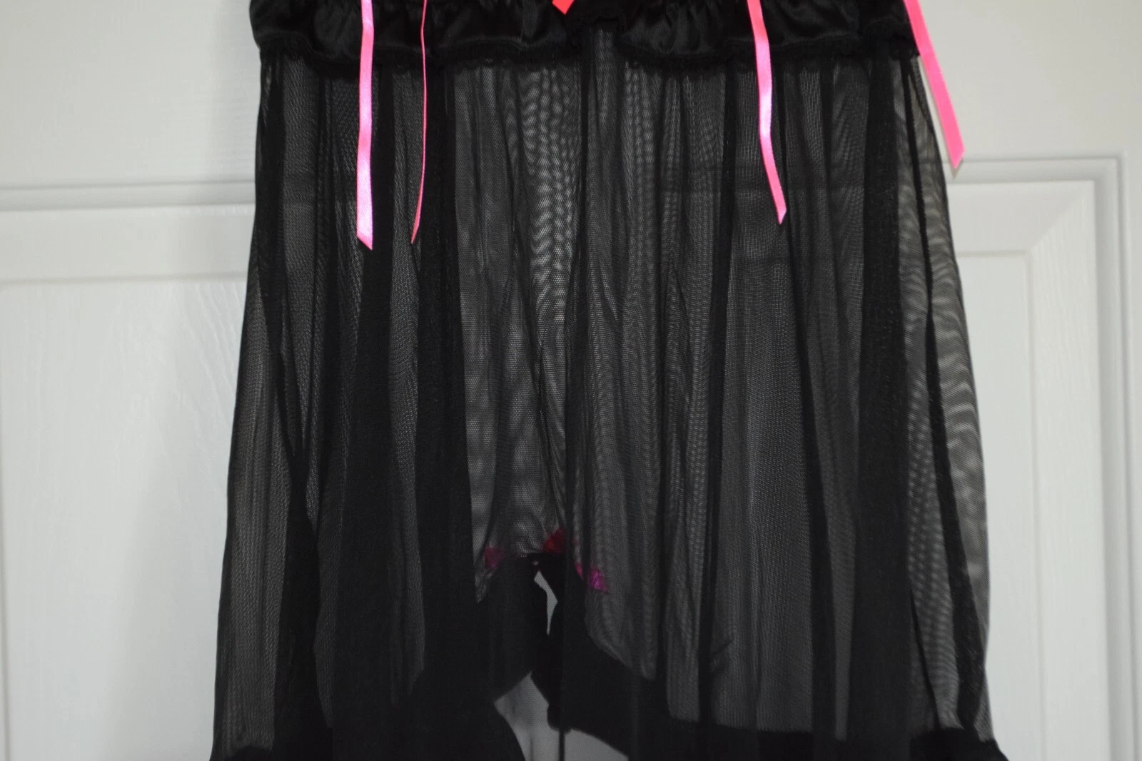 UNDERCOVER Abito nero Victoria's Secret Sexy Little Things taglia S lingerie rosa orlo bling