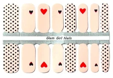 Polka Dot Hearts Valentine's Day Nail Polish Strips / Nail Wraps / Nail Stickers