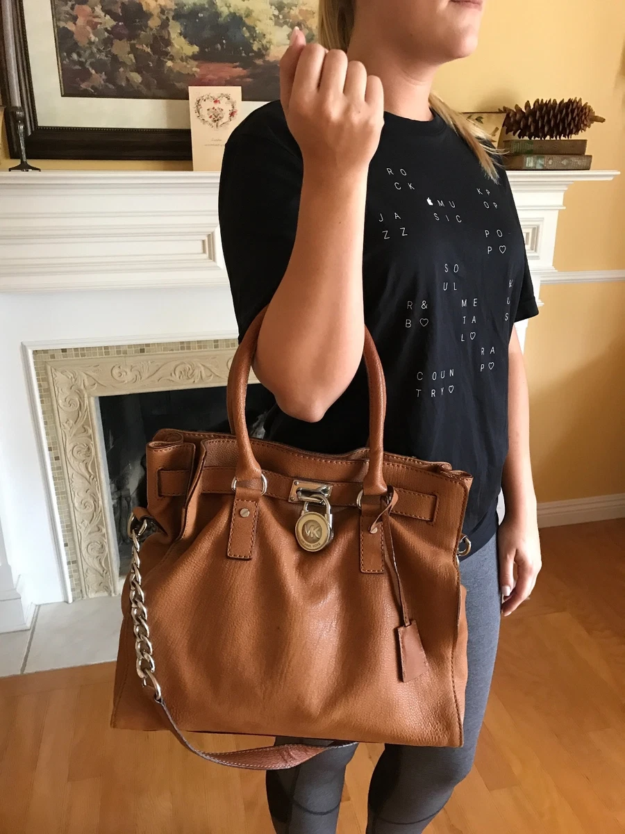 MICHAEL KORS Luggage Brown Leather HAMILTON Tote Bag Purse