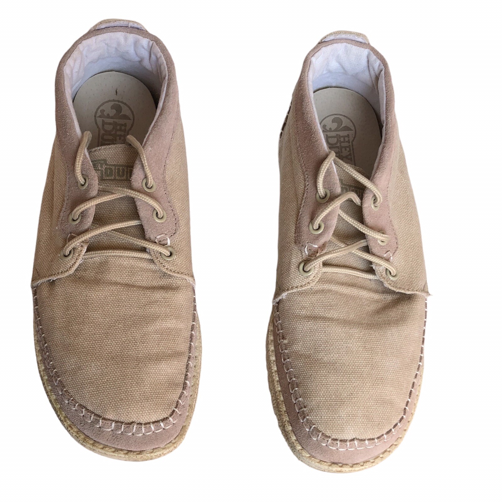 HEY DUDE Men's 8 Canvas Suede Beige 