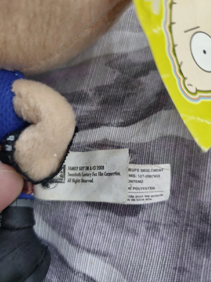 Brinquedo de pelúcia macio Family Guy Stewie Punk Rocker 7” 2008 Nanco vintage - Imagem 3 de 4