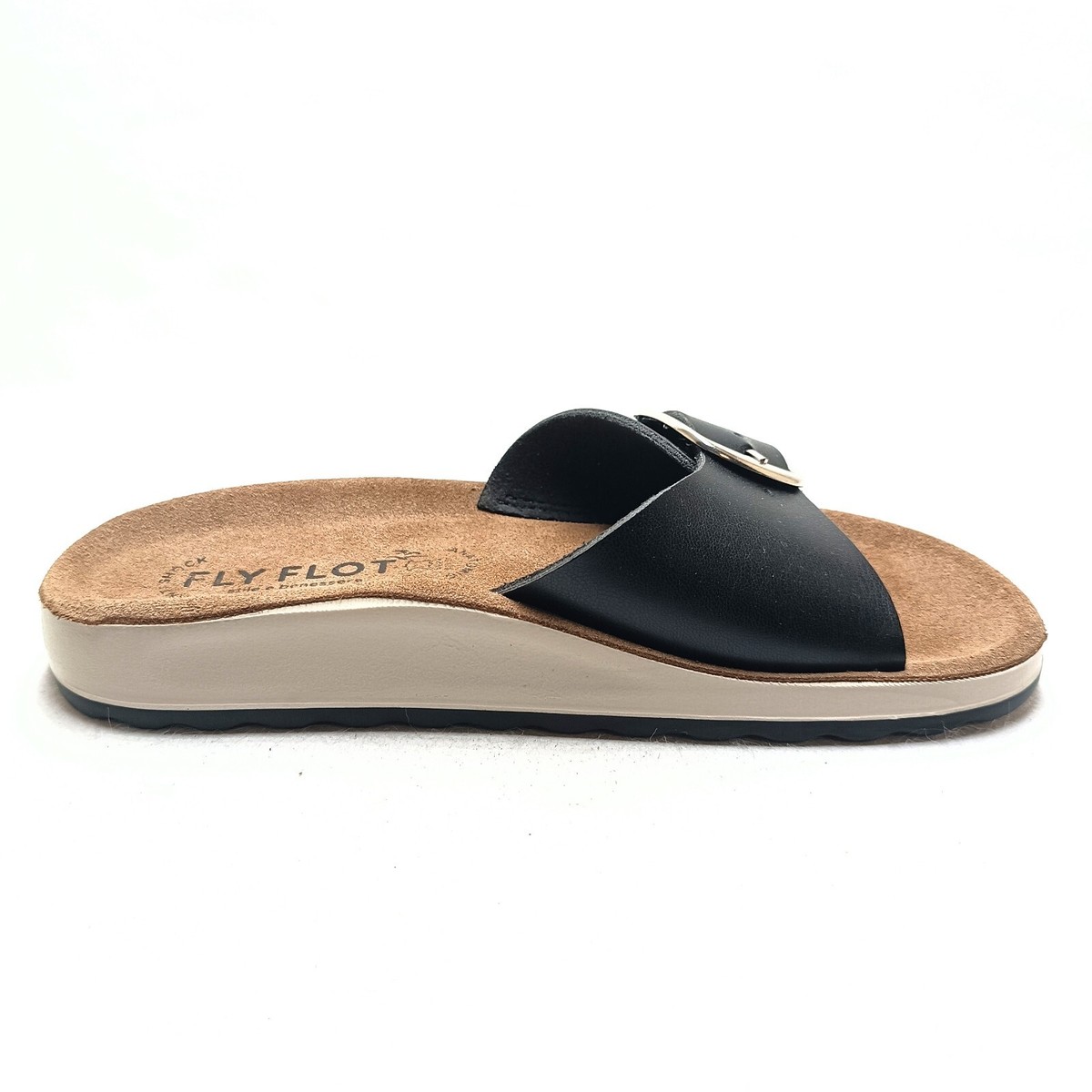 Fly Flot Ciabatte Donna In Vera Pelle Con Fibbia Regolabile - Made In Italy, Larghezza Comoda, Suola Piatta