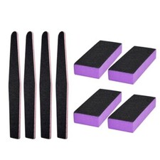 Professional Manicure Tools Kit, 8 Pack Nail File and Buffer Block, Black Nail