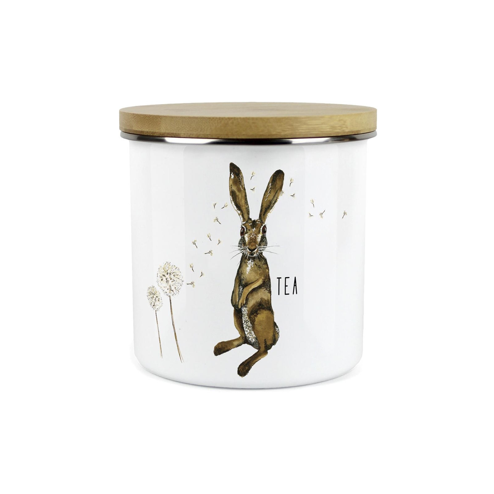 Hares & Dandelions Tea Storage Canister - Kitchen Drinks Enamel Container