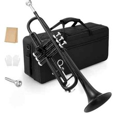 Japan 4335 Professional Trumpet, Black Matte Flat B Tone Brass Horn Trumpet