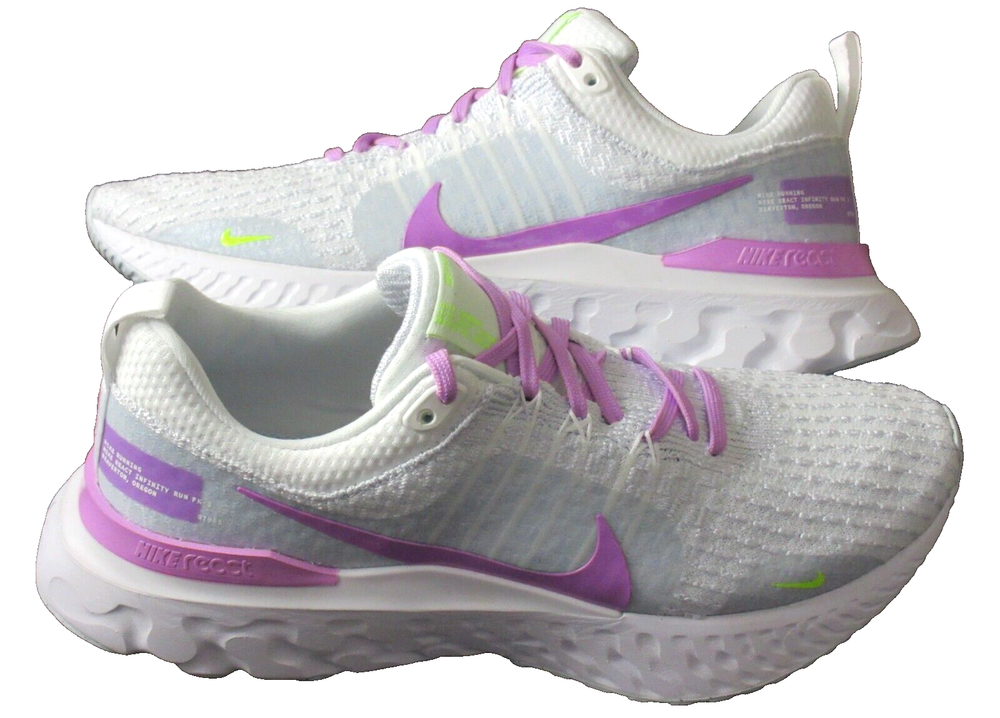 Women's Nike React Infinity Run FK3 Running Shoes White Rush Fuchsia Size 8.5