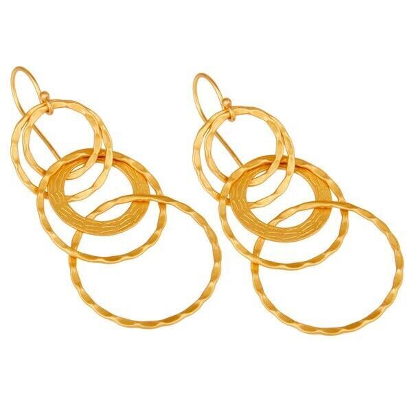 Multi Hoop Earrings, Hammered Circle Earrings, Gold Dangle Multi Hoops ...