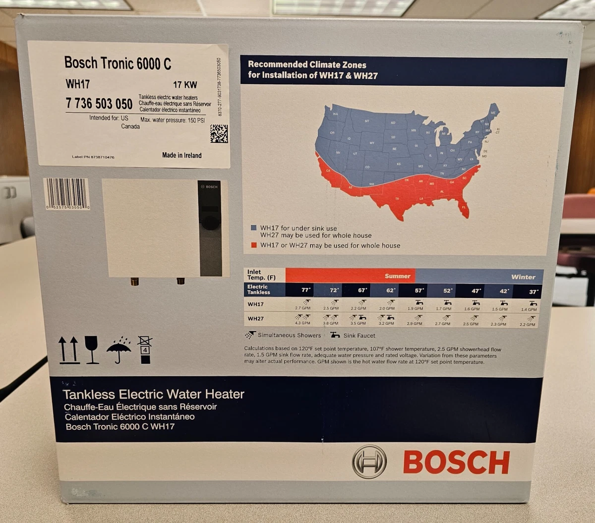 Bosch Tronic 6000C WH17 Electric Tankless Water Heater -Replaces PowerStar  AE115 | eBay