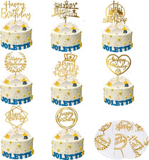 8 Pcs Gold Happy Birthday Cake Toppers Acrylic Cake Toppers Set Double-Sided