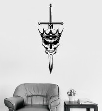 Wall Decal Skull King Crown Sword Skeleton Vinyl Sticker ed2090