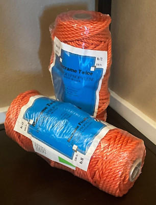(2) FIRST WASHINGTON NET MACRAME TWINE 100% POLYPROPYLENE 170 , 6MM, ORANGE