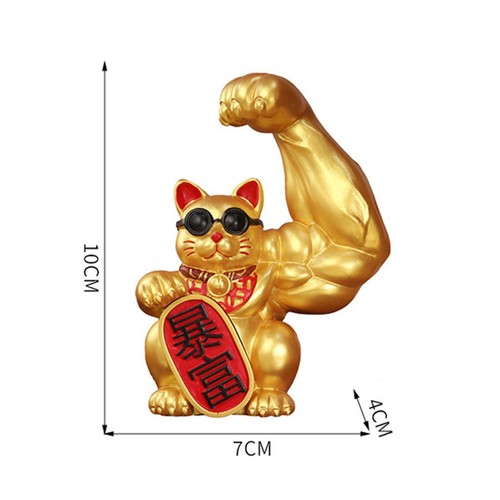 Statuine gatto fortunato braccio muscolare gigante moderno che sventola braccio forte benvenuto fortuna - Foto 20 di 59