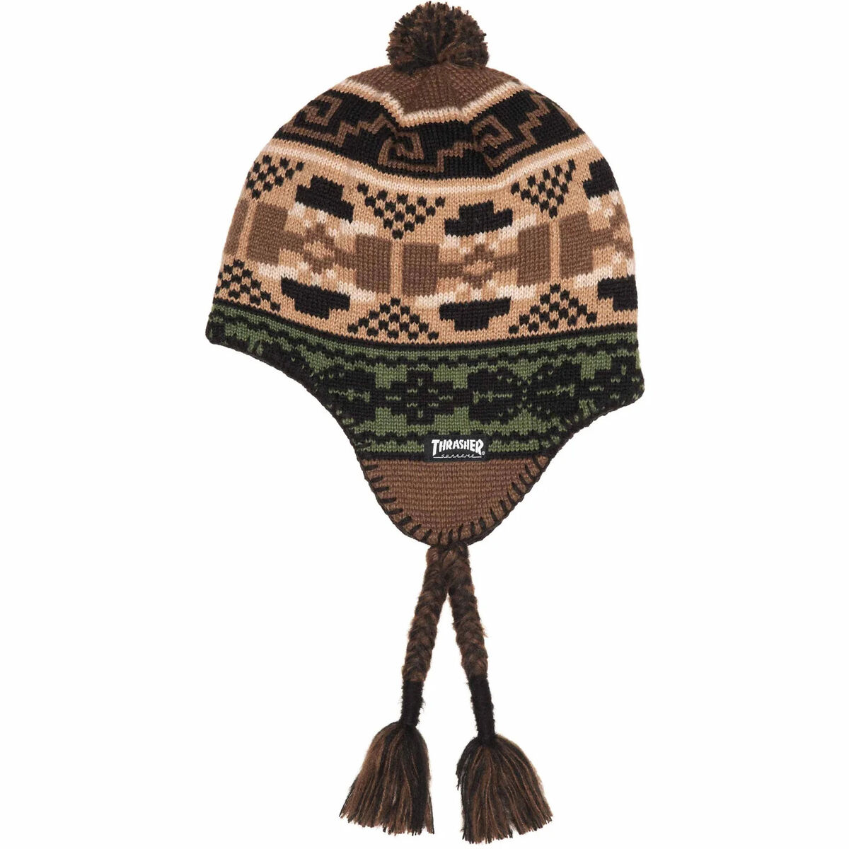 Supreme x Thrasher Earflap Beanie Black Brown Red 3colors Supreme x Thrasher Earflap Beanie Black Brown Red 3colors