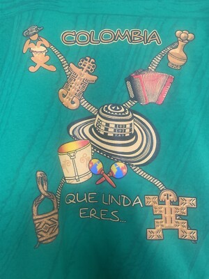 Ariari Sport T-Shirt Columbia Que Linda Eres Large Green Cotton South America