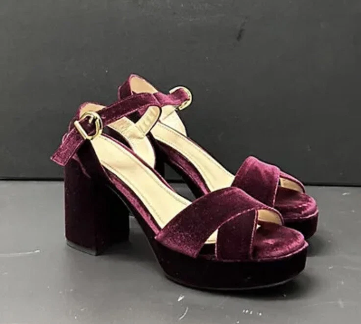 Russell Bromley Topform Berry Velvet Sandals Womens Size EU 38 UK 5