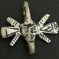 ANCIENT SILVER DECORATED CROSS AMULET PENDANT WEARABLE
