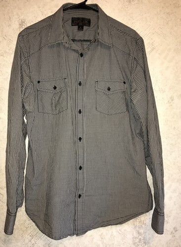 HELIX Button Up Plaid Check Long Sleeve Casual Shirt Men Large L Cotton