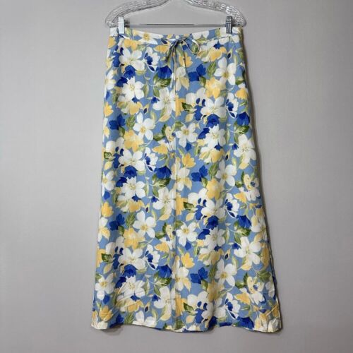 Emma James Y2K Chic Floral Slit Flowy Lightweight A-Line Midi Skirt Women SZ 12