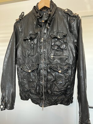 Neil barret Mens Washed Leather Jacket | eBay Australia