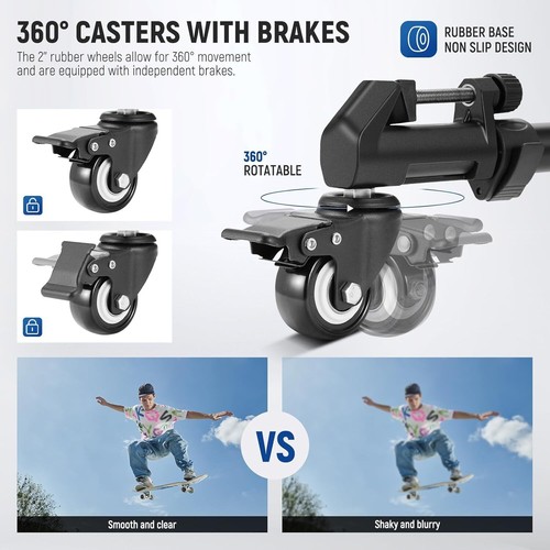 Acuvar Professional Photography Tripod Dolly Rubber Wheels Adjustable for Camera - Picture 6 of 8