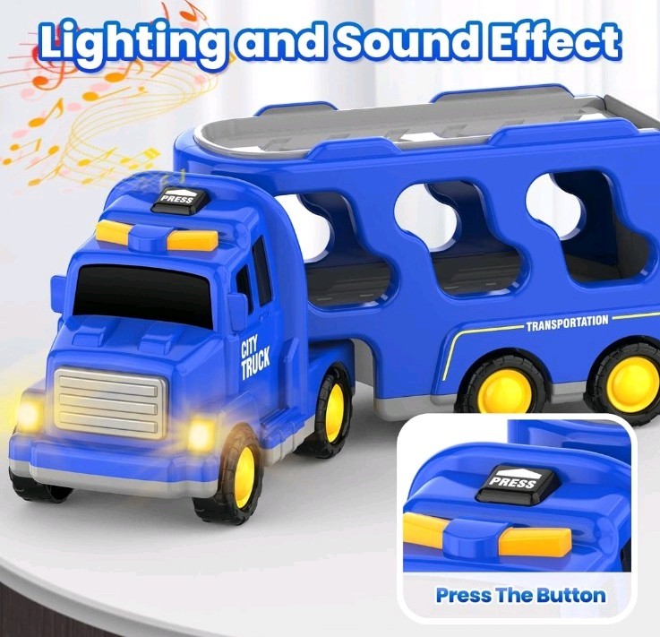 Toddlers City Truck Toys for Kids 3-9 Year Old，5 in 1 Carrier Truck Toys