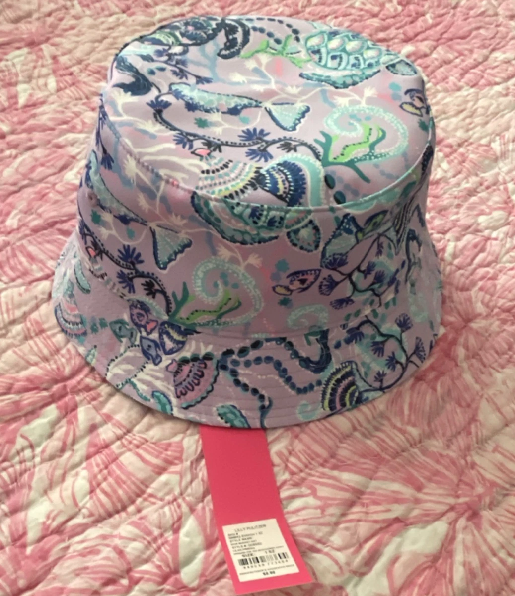 New Lilly Pulitzer Bucket Hat Mermaids Turtles Lilac Freesia  display picture 2