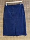Per Una Navy Blue Corduroy Midi Skirt	UK 14 Autumn/Winter