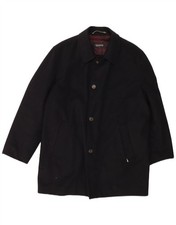 ODERMARK Mens Overcoat EU 50 Large Navy Blue Virgin Wool CO01