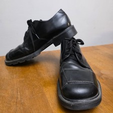 Vintage Dr. Martens 9A51 Oxford Mens 11 Black Leather Square Toe Chunky Lug Goth