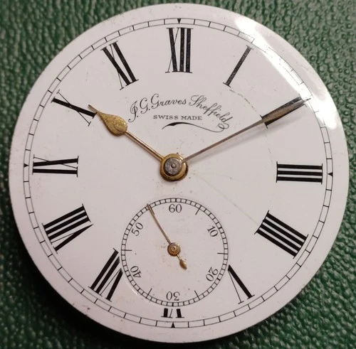 Antique Pocket Watch Movement Spares/repairs J G GRAVES Sheffield Swiss Made